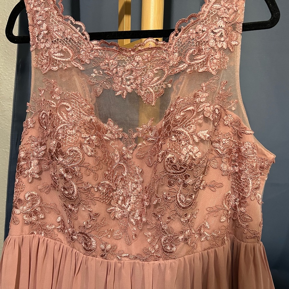 Azazie Dusty Rose Lace Formal Dress - Picture 6 of 7